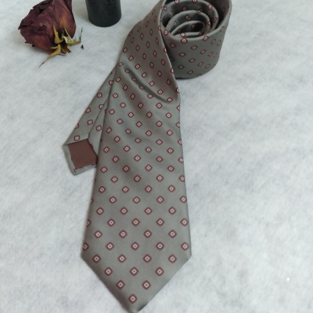 👔 Ives Saint Laurent mens tie silk grey silver maroon